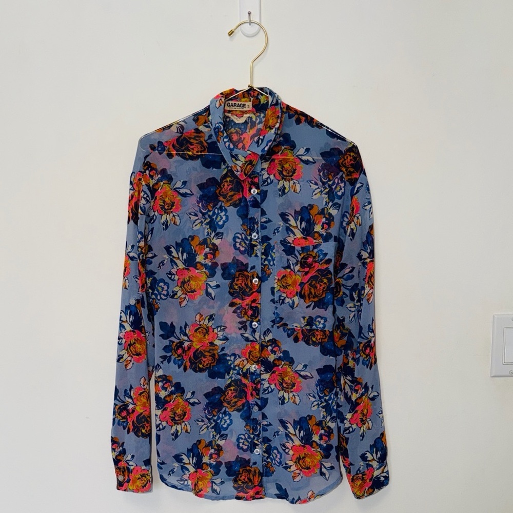 Gorgeous Vintage Garage See Through Floral Summer Garden Party Blouse 👚 - Picture 1 of 1